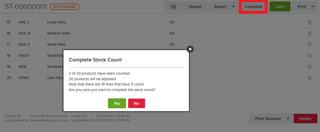 unleashed stockcount steps