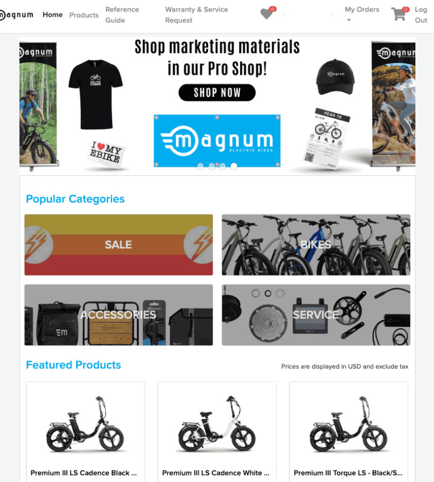 B2B ecommerce store for e-bikes