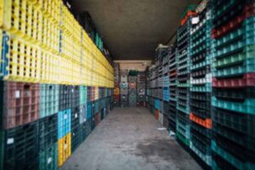 Boxes stacked up and in two rows