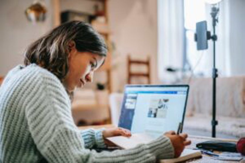 A woman managing her online store