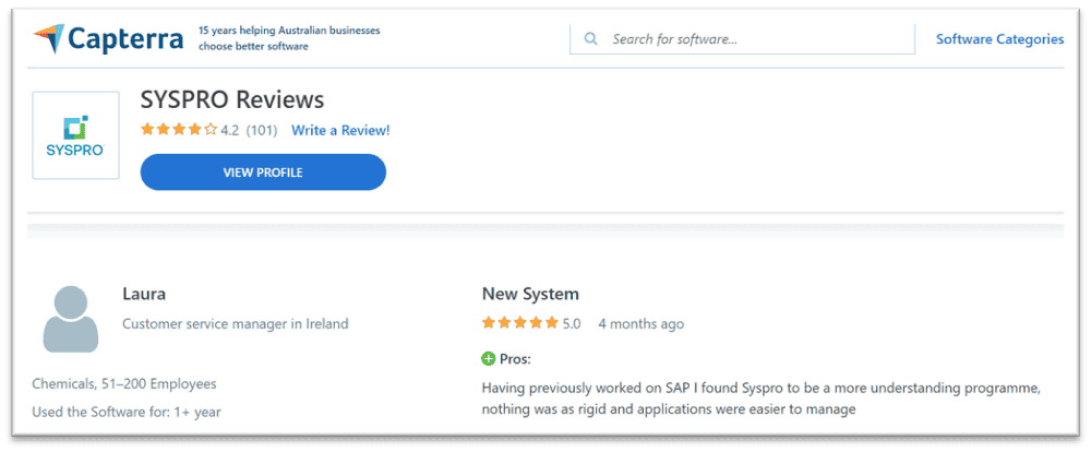 SYSPRO positive review