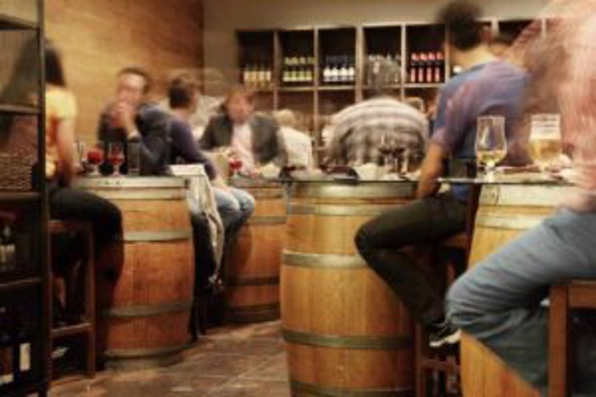 Customers drinking in a tap room