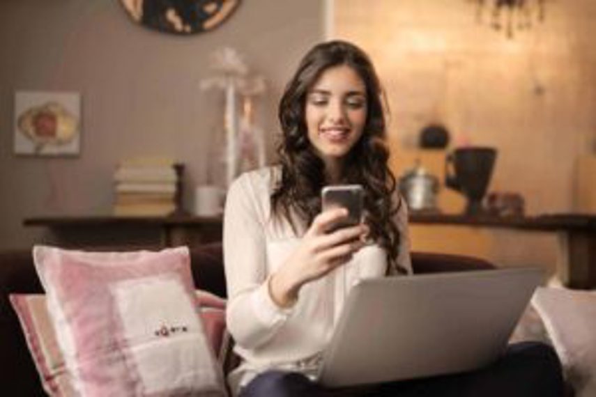 A woman purchasing goods online