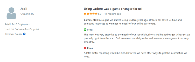 ordoro positive review