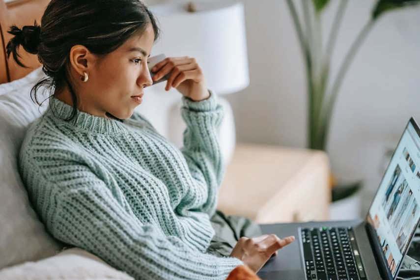 A young person shops online