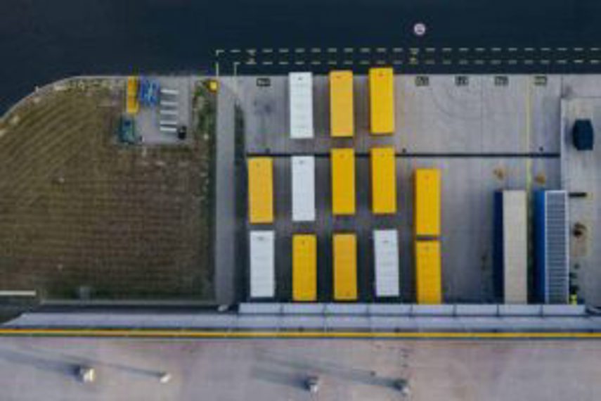 A series of containers lined up in formation