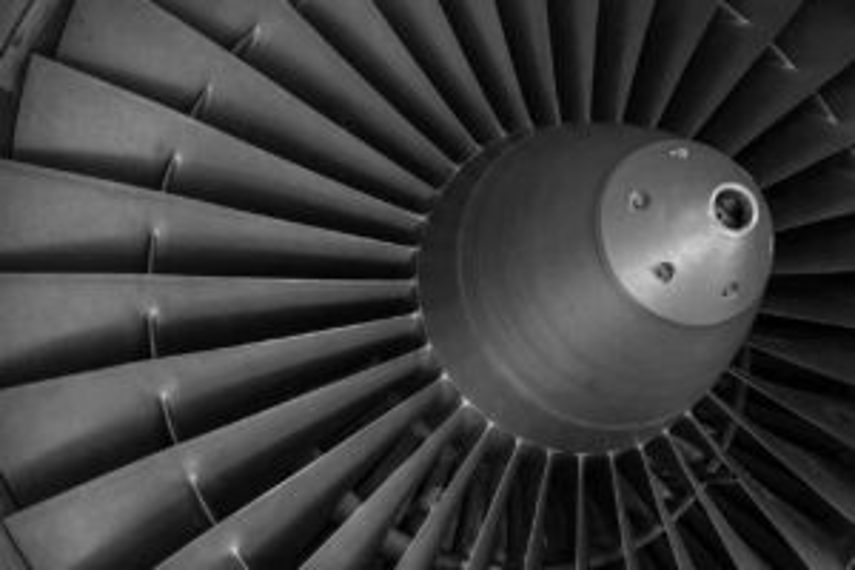 A turbine with blades up close